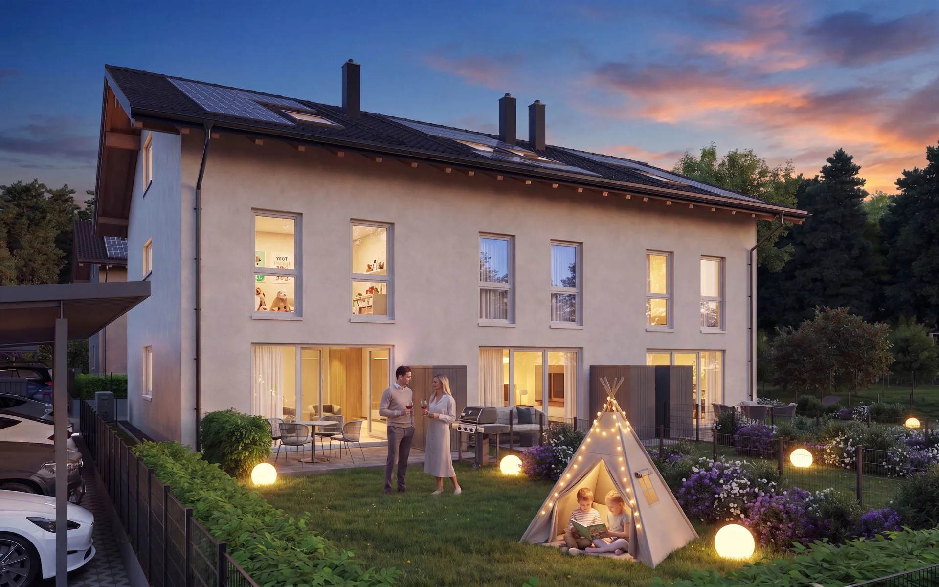 Am Waldrand Oberndorf Terrasse Abendstimmung