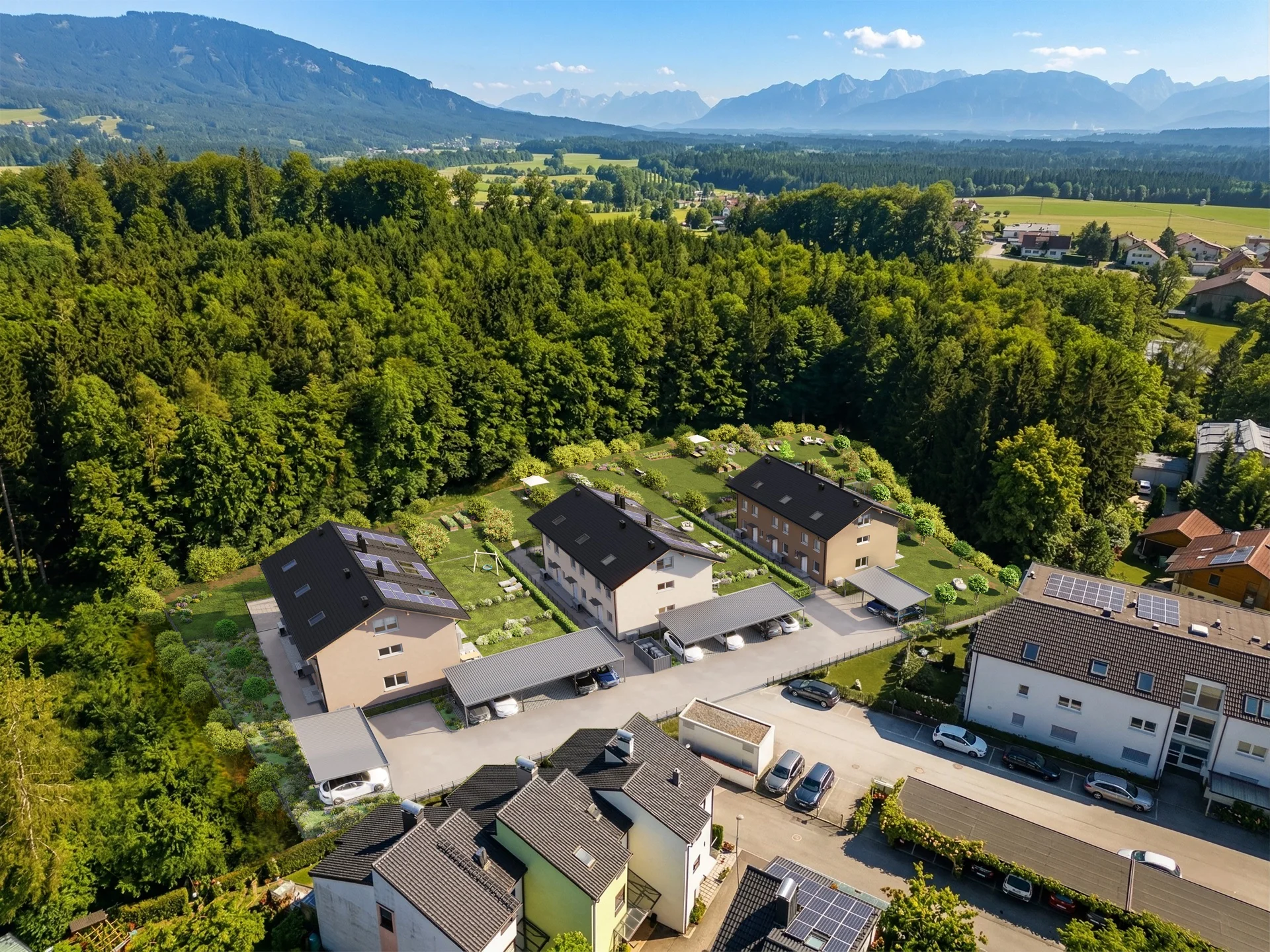 Am Waldrand Oberndorf Reihenhäuser Außenansicht