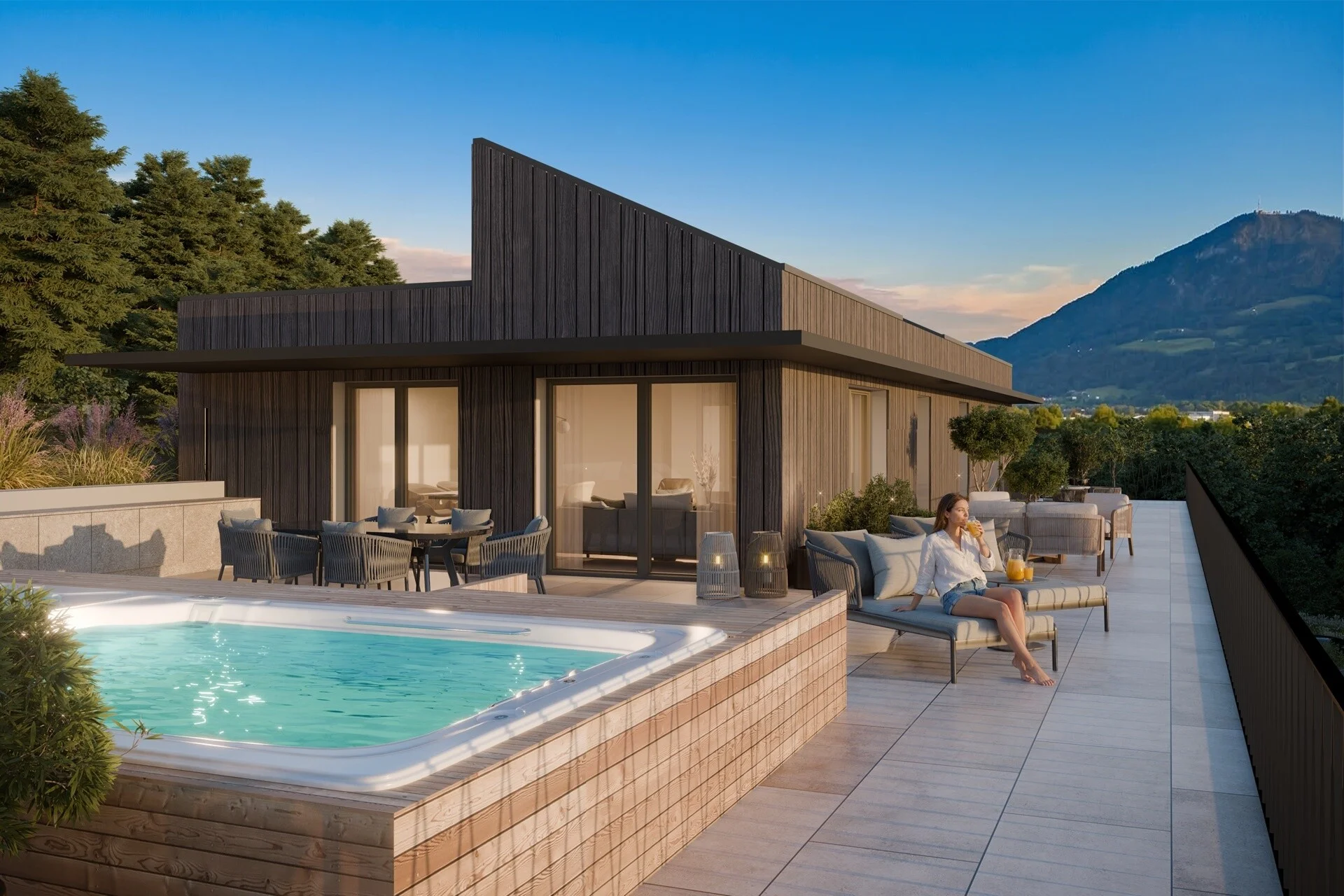 Privater Pool auf der Penthouse-Dachterrasse