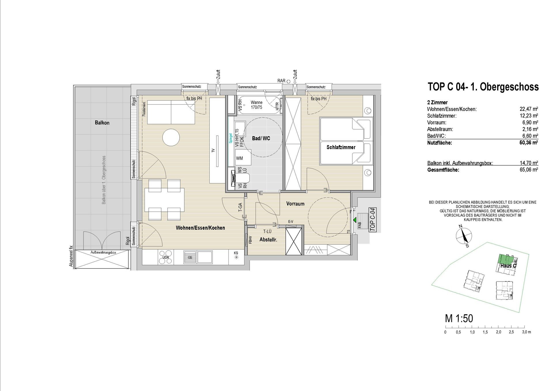Moderne Raumaufteilung, großzügigem Vorraum, Abstellkammer und Bad mit Fenster